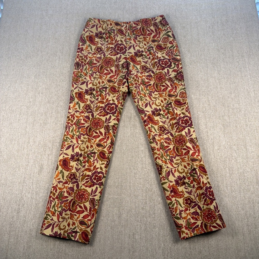 NWT Ralph Lauren Sport Multi Color Floral Print 100% Silk Pants Sz 4 Boho